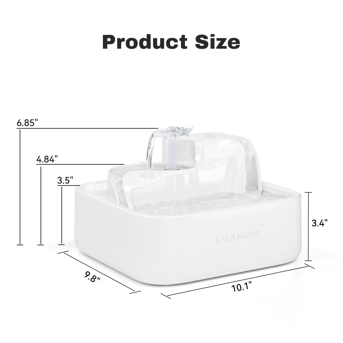 LALAHOME Cat Water Fountain Automatic, 2L/67oz, Dog Water Dispenser for Drinking, Healthy Pet Water Bowel 3-Stage RealFountain with Isolating Pumps, Quiet, Ultrafiltration, BPA-Free Easy Cleaning