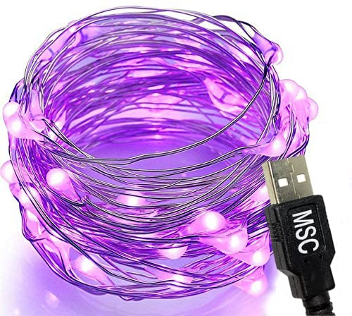 MSC - 23ft / 7m - 70 Led's USB Powered LED Purple Coloured String Fairy Lights On Copper Cable, Ideal for Christmas, Xmas, Party,Wedding,Decoration Purple-USB-7m