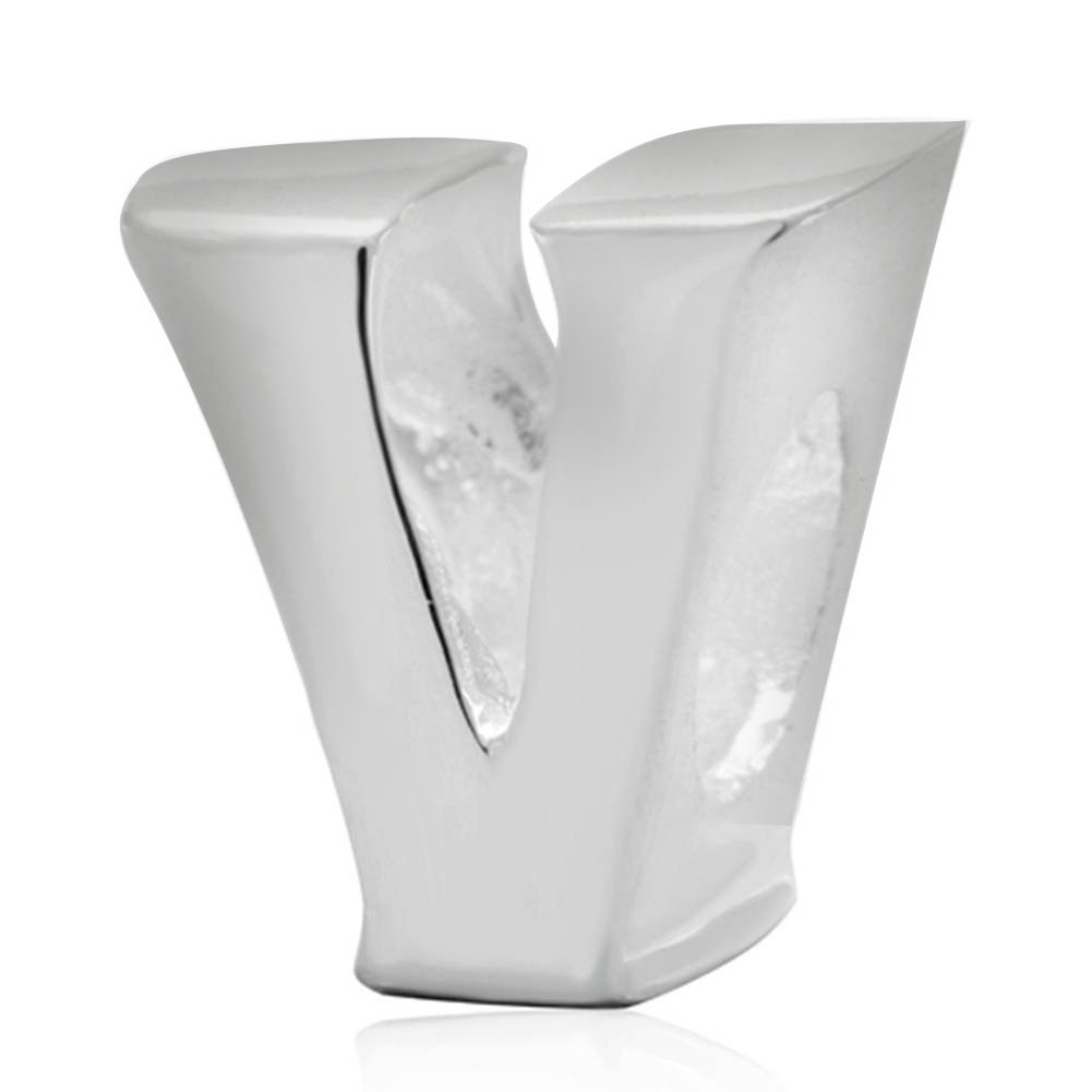 Alphabet Charms 925 Sterling Silver Beads Letter Initial V Charm Anniversary Charm Words Charm fits Pandora Charms Bracelet (V)