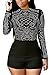 Women Elegant Crewneck Long Sleeve Rhinestone Bodycon Clubwear Party Short Jumpsuit Rompers XL
