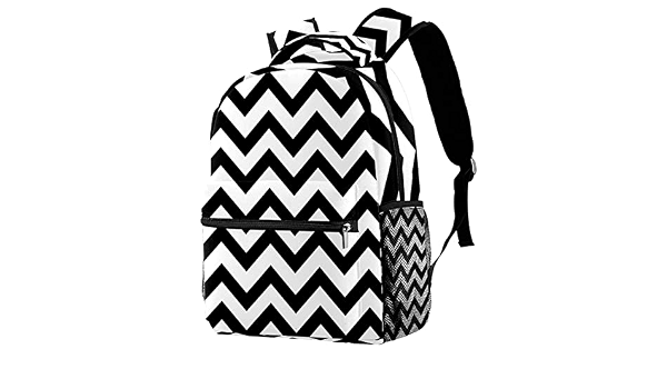 Black and White Zigzag Pattern Backpack 
