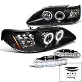 Mustang Halo Projector Headlight Signal Black+LED DRL Fog Lamps
