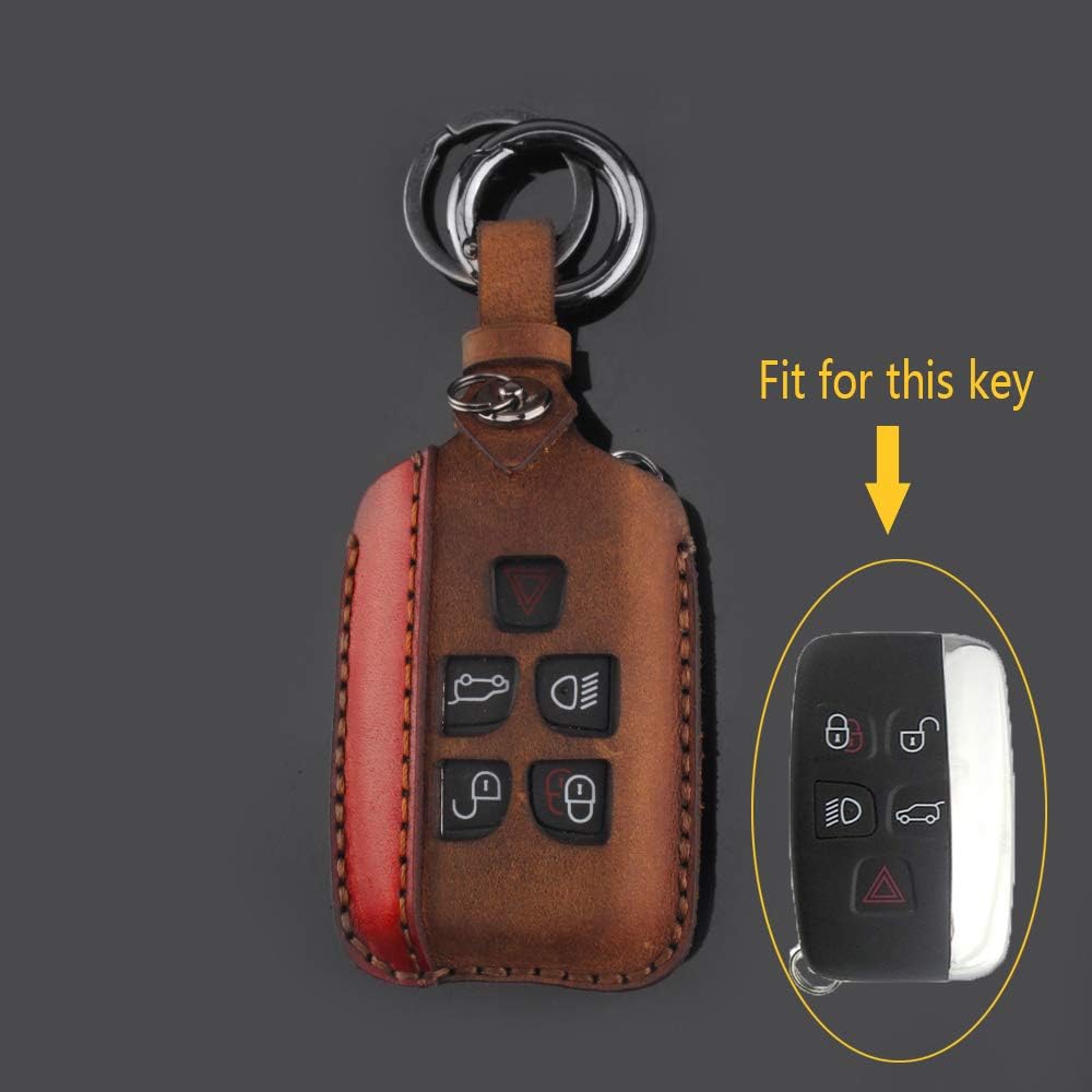 DYBANP Car Key For Case Keychain Key Bag For Land Rover Range Rover Evoque Discovery 5 Buttons Leather Key Cover Accessories