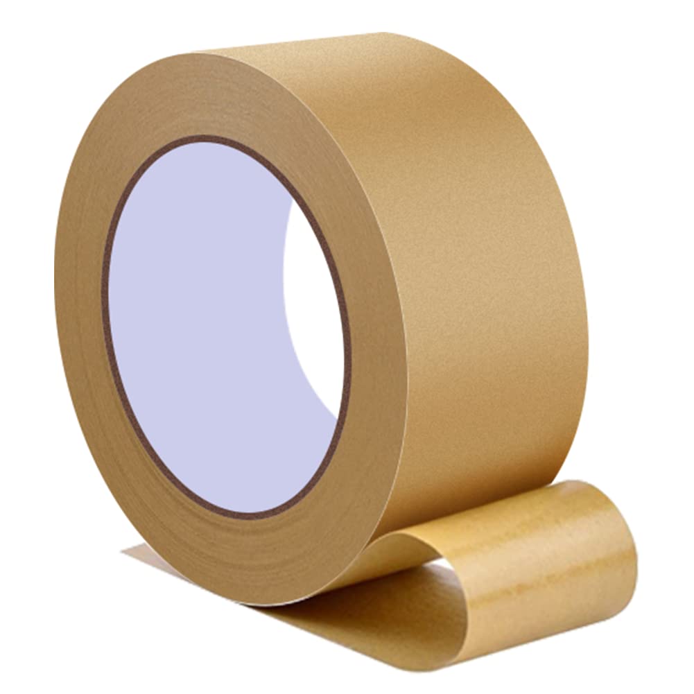 Chyaya Brown Kraft Paper Tape 48mm x 50m, Strong Adhesive Paper Packing Tape for Moving Boxes, Eco-Friendly Sustainable Parcel Tape, Picture Framing Tape for Crafts & Sealing (1 Rolls)