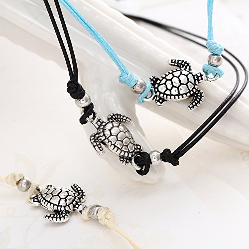 17KM Starfish Turtle Anklets Multi Layered Turquoise Stone Shell Boho Beach Sliver Yogo Charm Anklet for Women - Thumbnail 2