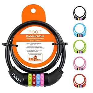 nean Fietsslot voor kinderen, kabelslot met cijfers, extra licht, eenvoudig te bedienen, cijferslot met code-combinatie…
