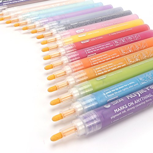 sta Paint Pens Fine for Rocks,Acrylic Paint Markers 24 for Wood,Medium Point Art Permanent Paint Pens,Paint Markers for Stones,Fabric,Glass,Metal,Ceramics,DIY Art Projects