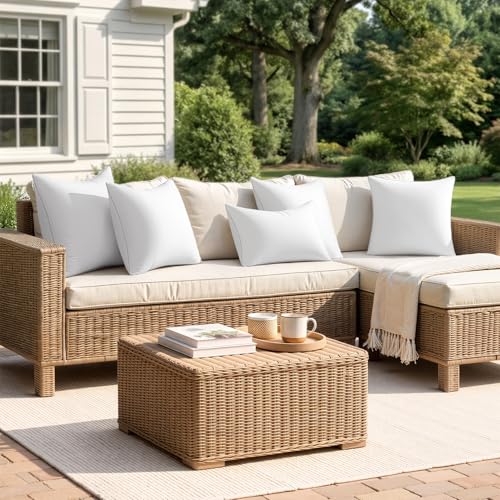 MIULEE Pack of 2 12x20 Outdoor Pillow Inserts, Waterproof Decorative Rectangle Throw Pillow Inserts for Patio Sofa Garden Porch Couch