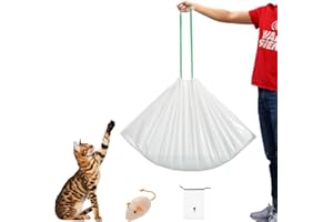 KropBom Cat litter Box Liners,20 Count 41" x 19" Large Extra Durable Cat Litter Pan Bags with Drawstring Heavy Duty Liner Bags for Pet Cat Litter Tray (Unscented)