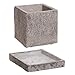 Small Decorative Gray Cement Textured Square Succulent Plant Pot with Water Draining Dish - MyGift