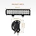 Auxbeam 12 Inch LED Light Bar with Wiring Harness 72W 7200lm Light Bar Combo Beams 24pcs 3W Led Chips Waterproof Led Work Light for Truck Pickup Jeep SUV ATV UTV