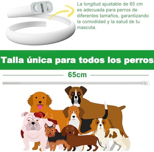 Collar Antiparasitario Perros, Seguro y Eficaz Collares Antiparasitos Perros, 12 Meses de Eficacia Collar Antipulgas Perro de 65 cm para Perro Pequeños, Medianos y Grandes (65cm*2)