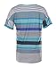 Q&Y Women's V-neck Striped Casual Short Sleeve T-shirt Blouse Tees Tops Blue 5XL