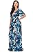 KOH KOH Womens Long Floral Print Kimono Short Sleeve V-Neck Summer Maxi Dress