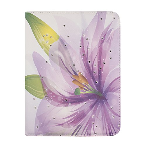 Floral Case for Samsung Galaxy Tab 4 10.1", Flip Case for Samsung Galaxy Tab 4 T530, IKASEFU(TM) Girl s Cute Flower PU Leather Folio Case Protective Book Style Flip Cover Bling Case with Stand and Rhinestone for Samsung Galaxy Tab 4 10.1 inch T530(Pu
