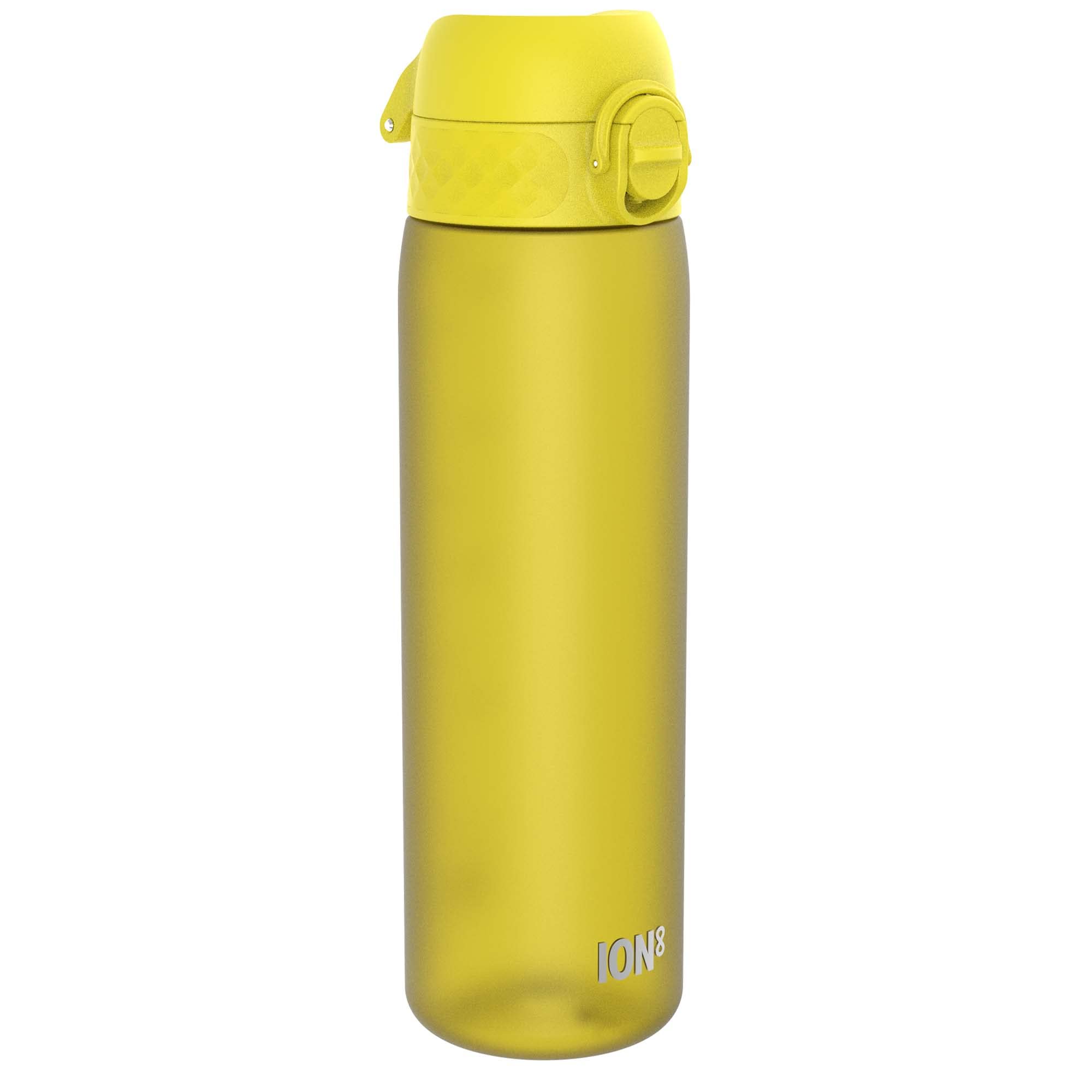 Ion8 Water Bottle, 500 ml/18 oz, Leak Proof, Easy to Open, Secure Lock, Dishwasher Safe, BPA Free, Hygienic Flip Cover, Carry Handle, Fits Cup Holders, Easy Clean, Carbon Neutral, Yellow