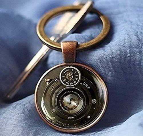 Vintage Camera Keychain, Camera Lens Keychain, Handmade Glass Keychain, Photographer Keychain, Photography Gift, Keychain for Men