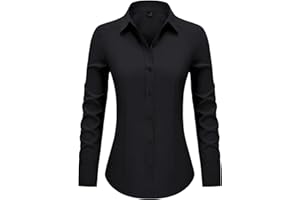 Women's Button Down Shirts Long Sleeve Dress Shirts Collared Fitted Wrinkle Free Blouse Formal Office Work Tunic Tops