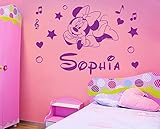 Personalized name Minnie Mouse Vinyl Wall Sticker Kids Art Wall paper Decal For Nursery Room custom name-You select Name and Color
