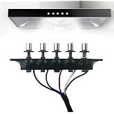 Range Hood Switch Button 5-Button Control Panel for Replacement - PC Material, 12 cm Hole Distance, 40 cm Wire Length