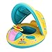 Happon Inflatable Baby Pool Float Baby Float Seat With Sun Canopy Swim Ring Pool Float For 6-36 Months Old Included A Storage Bag Bonus