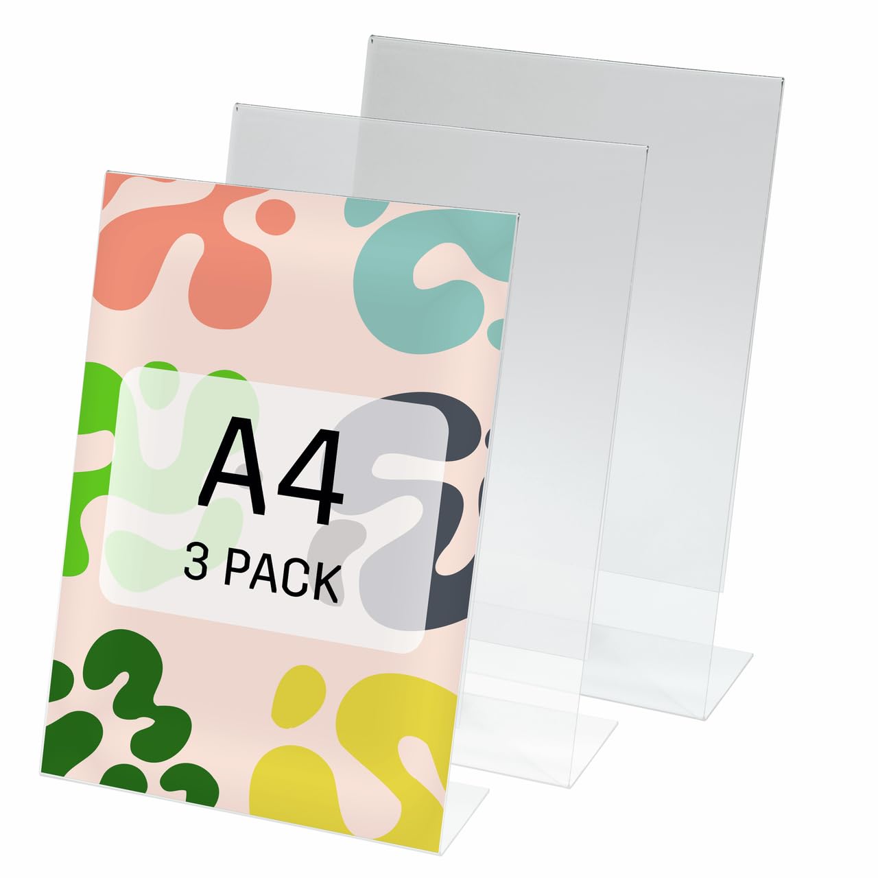 Be!Board SY110 Sign Holder, slanted, for A4, single-sided presentation, acrylic, clear, 3 Pieces