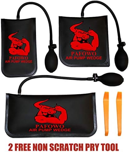 IMPROVED 3 Piece Durable Air Wedge Bag Pump Professional Leveling Kit & Alignment Tool Inflatable Shim Bag. 3 Sizes(Small, Medium, Large) for a Variety of Jobs. 300 LB Rating