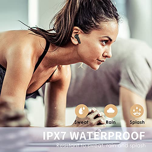 Hntmao True Wireless Earbuds, IPX7 Waterproof Bluetooth Earbuds, 30H Cyclic Playtime Headphones with Charging Case and mic for iPhone Android, in-Ear Stereo Earphones Headset for Sport