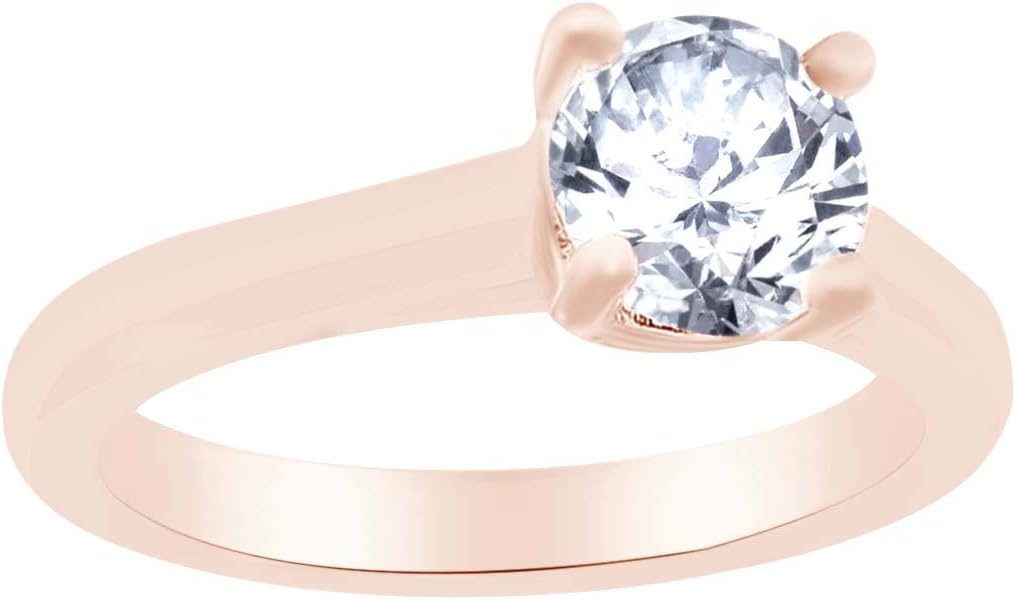 AFFY White Moissanite (0.5 cttw) Diamond Solitaire Engagement Ring in 14k Solid Gold