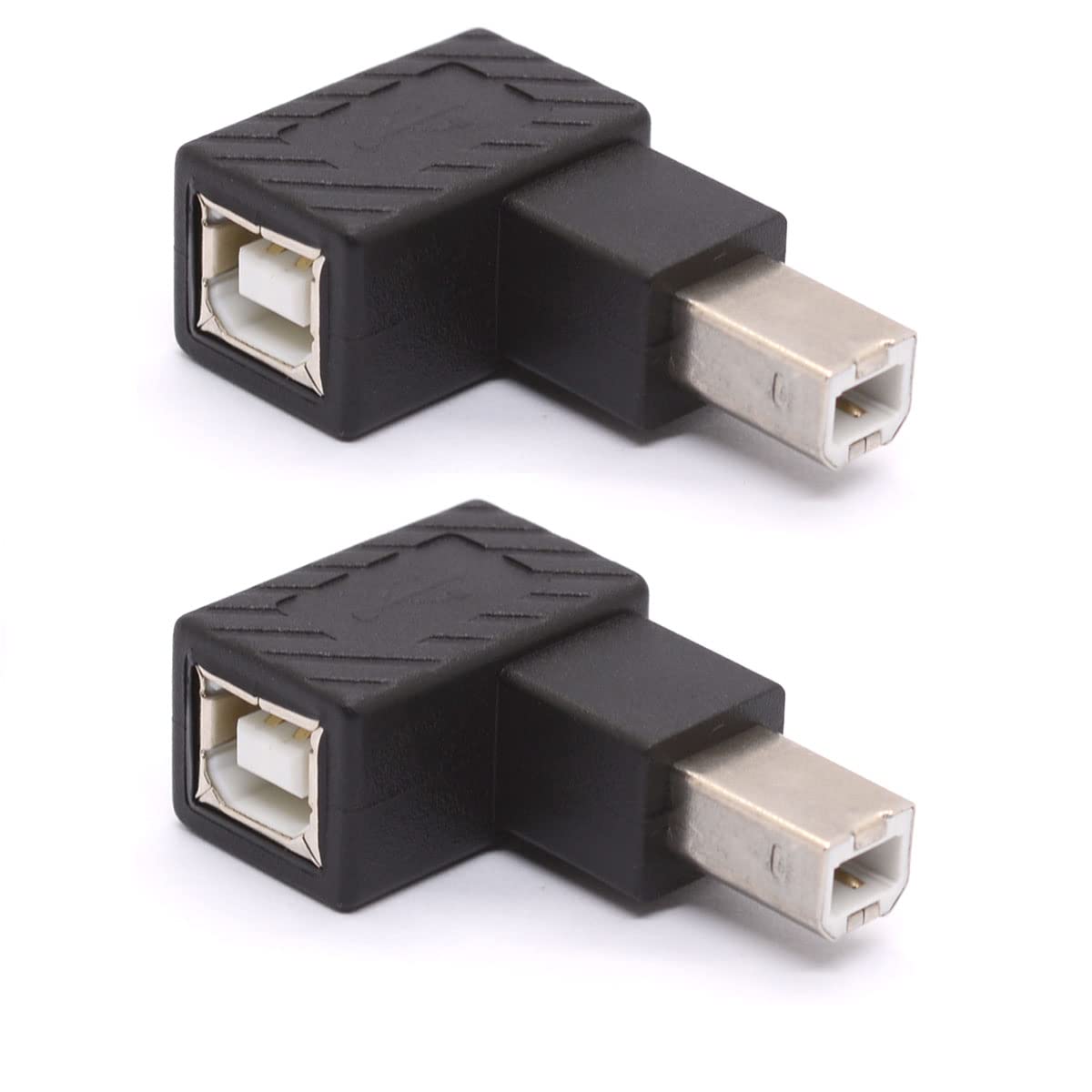 Tomost USB B 2.0 Adapter, USB 2.0 Type-B Printer Adapter, 90 Degree Angle USB 2.0 Type-B Male to Female Printer Adapter for Printer, Scanner, Fax Machine, Mobile HDD(Right 2Pcs)