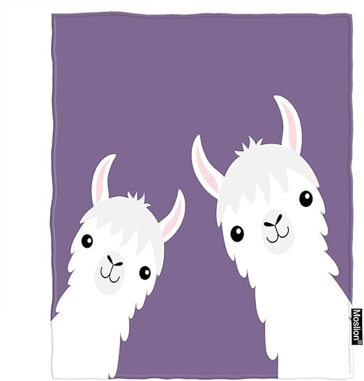 Amazon Com Moslion Llama Throw Blanket Cute Cartoon Animal Alpaca Llamas Face Neck Blanket Home Decorative Flannel Warm Travel Blankets 5060 Inch For Couch Bed Purple White Home Kitchen