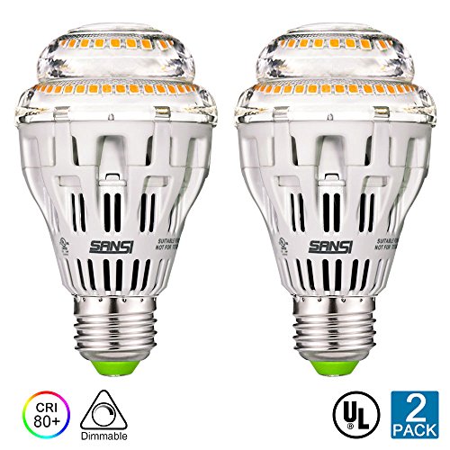 SANSI A19 17W (150Watt Equivalent) LED Light Bulbs – Dimmable, 2300lm, 3000K Soft/Warm White, CRI 80+, E26 Medium Screw Base Home Lighting, UL Listed (2 Pack)