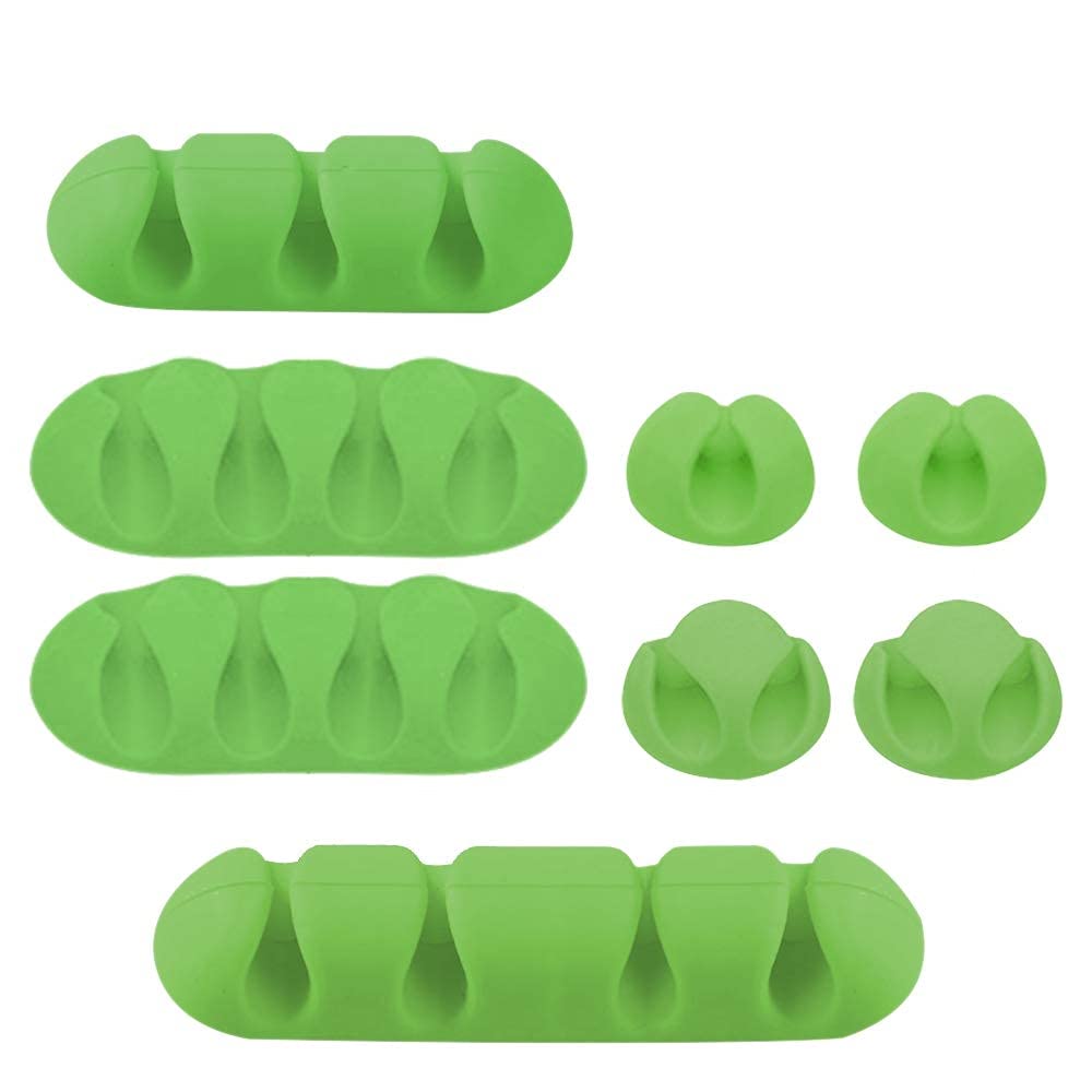 YOFASEN Cable Holder Clips Green - Cord Wire Tidy Management Organizer Self Adhesive Cable Clips, Green, 8pcs