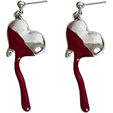 Gothic Cross Drop Earrings for Women Red Heart Huggie Hoop Earrings Cross Skeleton Dangle Earrings Vintage Cross Blood Drop Earrings Halloween Spooky Christmas Jewelry