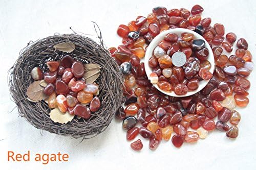 Youngyang Colored stone 1lb,Ornamental stone for fish tank,Potting stone,Natural pebbles(Multiple color and size options) (Crimson agate0.4~0.8in)