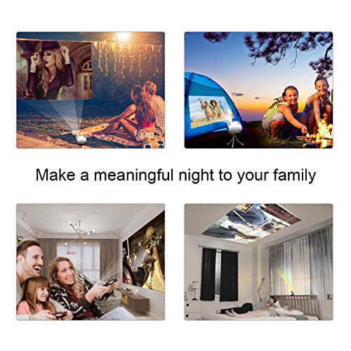 WOWOTO Q1 Mini Portable Projector 150 ANSI Lum, Smart DLP Projector Built-in Battery, Android 7.1OS Support Bluetooth, Wi-Fi Connection, Support Full HD 1080p, Smartphone, Laptop, USB, TF Card and APP