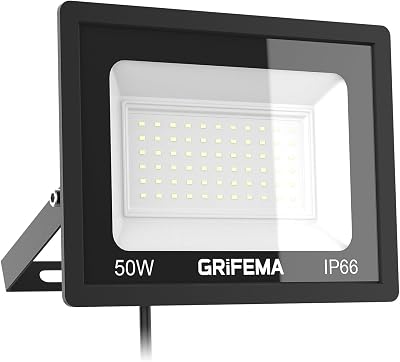 GRIFEMA 50W LED Floodlight Outdoor 5500LM 6500K IP66 Adjustable 180°