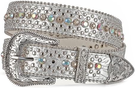Snap On Western Cowgirl Rhinestone Studded Metallic Leather  display picture 3