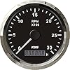 KUS Waterdichte Toerenteller RPM Maat met Uurmeter 3000RPM 85mm 12V/24V met Backlight (zwart)