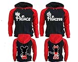 Prince Princess Disney Couple Hoodies, Matching Couple Hoodies, His And Her Sweatshirts, King And Queen Hoodie Black - Red Man Large - Woman Large