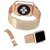 top4cus Apple Watch Band 38mm Double Plating Milanese Fully Magnetic Closure Clasp Mesh Loop Stainless Steel iWatch Band Replacement Bracelet Strap for Apple Watch 38mm Model-Champagne Gold