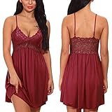 Ababoon Women Lace Modal Sleepwear Chemises V-Neck Full Slip Babydoll Nightgown