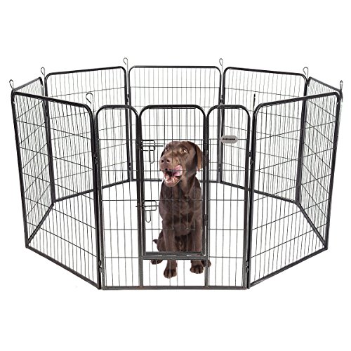 PetPremium Dog Pen Metal Fence Gate Portable Outdoor RV Play Yard