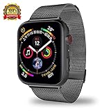 Smartwatch Bands Compatible for Apple Watch Band 40mm 38mm, Stainless Steel Mesh Sport Wristband Loop with Adjustable Magnet Clasp for iWatch Series 1 2 3 4 5 (Black, 38/40 mm)