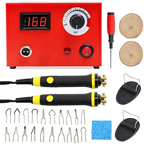 23 Tips Temperature Adjustable Wood Burning Machine Kit, Dual Pen 110V 25W Digital Pyrography