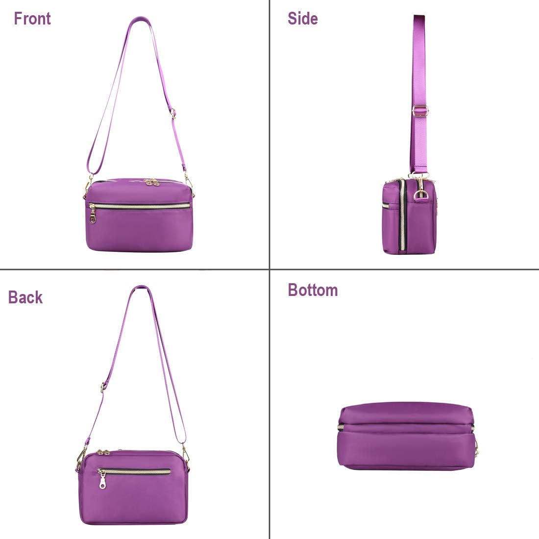 YANAIER Women Crossbody Bag, Casual Multi Pocket Handbag Purse Small Cellphone Pouch Purse Wallet Shoulder Bag for Ladies Girls Purple - Image 4
