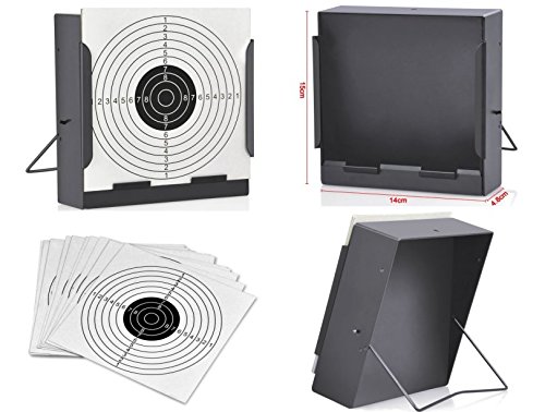 14 * 14cm Target Holder + Targets Air Rifle Pistol Pellet Trap Shooting Scope Airsoft Practice (Target Holder + 100 Targets)