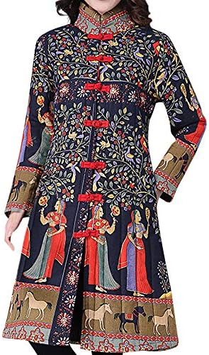Toimoth Women Chinese Style Costume Plus Size Button Coat Folk Cotton Jacket