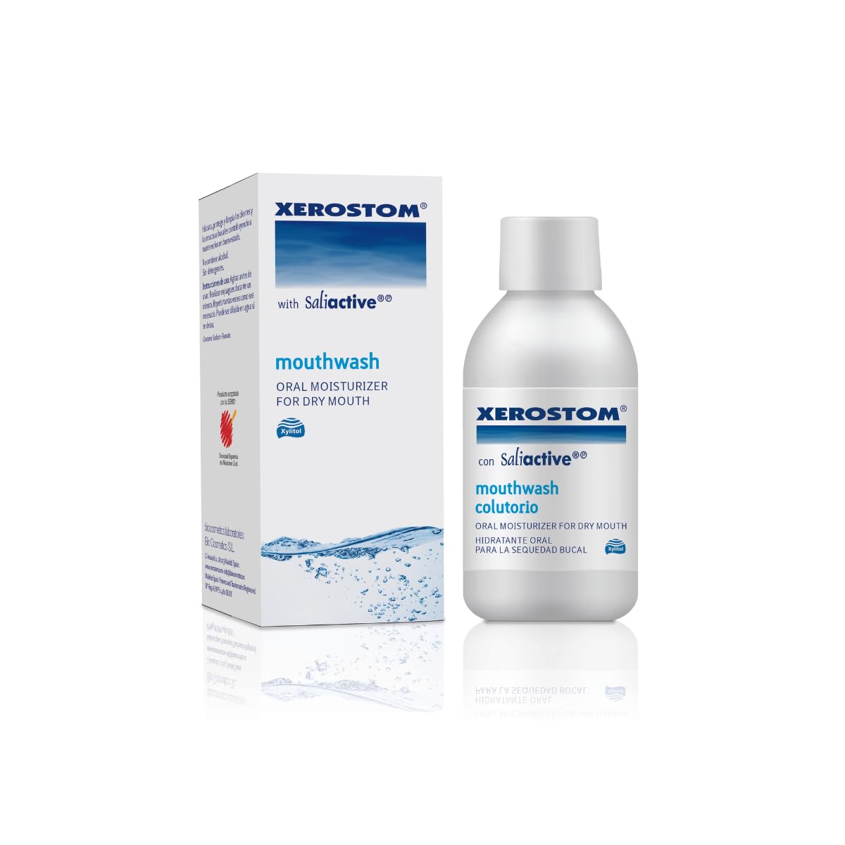 Xerostom With SaliActive For Dry Mouth Moisturising Mouthwash 250ml - Dry Mouth Relief Mouthwash with Fluoride – No Alcohol, SLS or Sugar