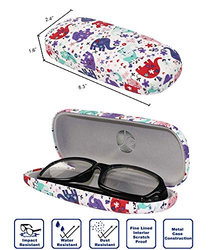 [4 PACK], JAVOedge Printed Elephant Pattern Durable Hard Clamshell Eyeglass Storage Case with Bonus Microfiber Cloth - Thumbnail 2